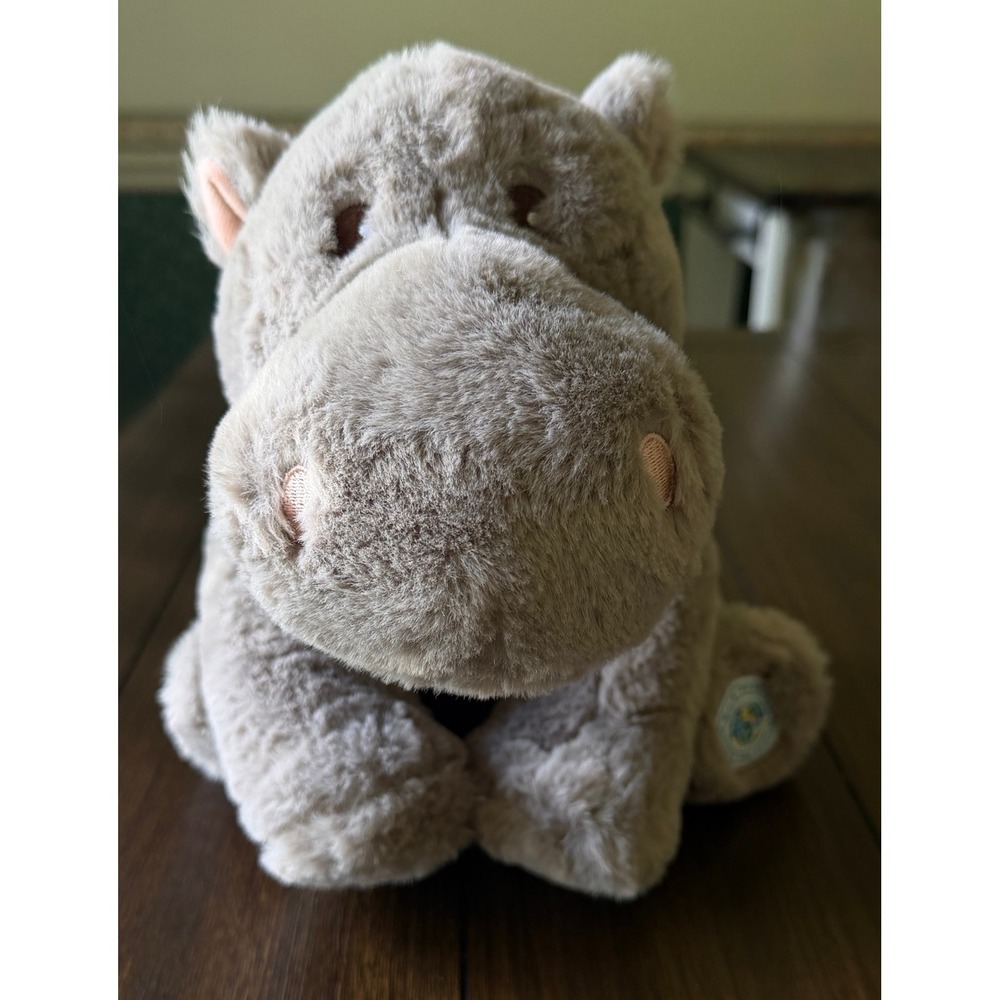 FAO Schwarz Hippo Plush Save the Earth Recycled Gray Stuffed Animal 12 inch